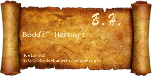 Bodó Herbert névjegykártya